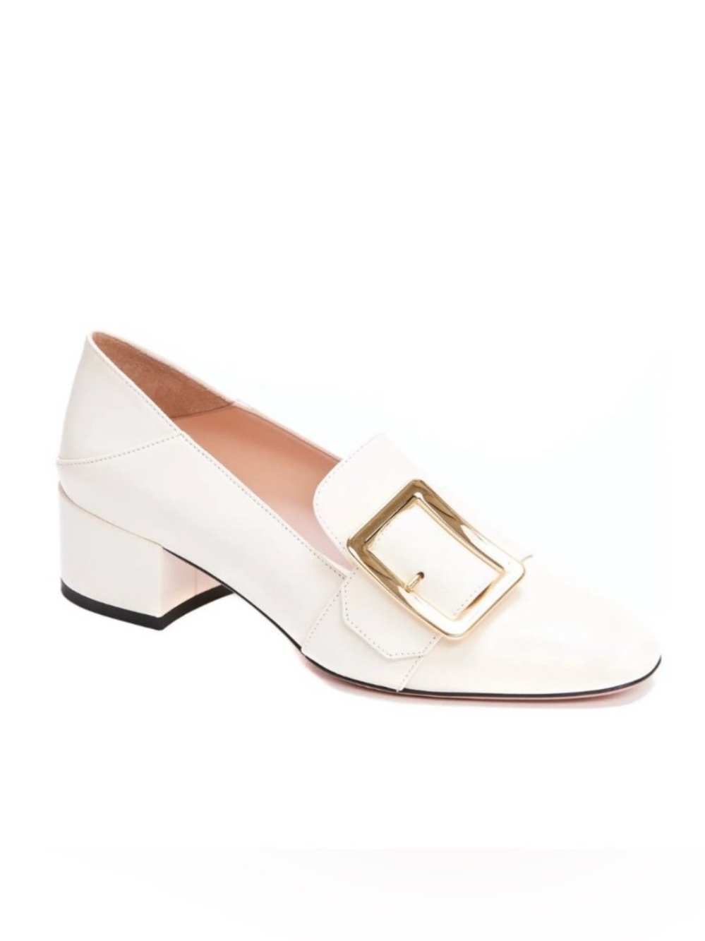 Bally Women's Janelle Block-Heel Loafers size 35 with Gold Buckle